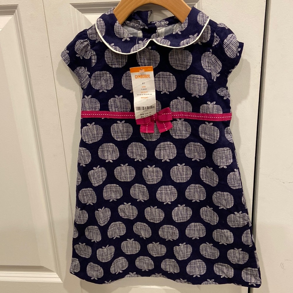 Gymboree Charm School Corduroy Apple Dress with Collar